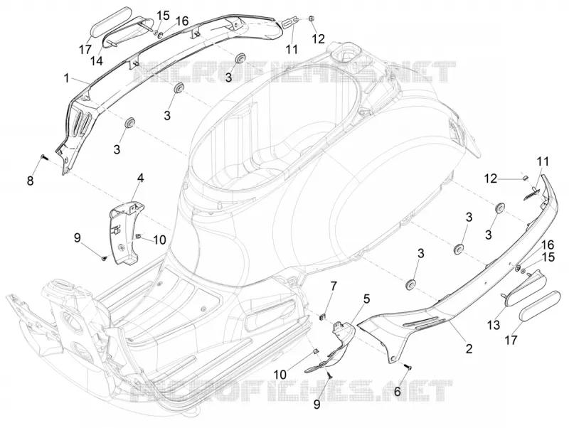 Couvertures laterales - Spoiler VESPA VESPA-SCOOTER 300 GTS 2021  GTS 300 Supertech HPE 4T/4V ie Euro 4 ABS