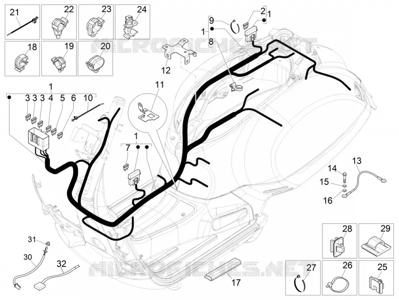 FAISCEAU ELECTRIQUE PRONCIPAL VESPA VESPA-SCOOTER 300 GTS 2022  GTS 300 Supertech HPE 4T/4V ie Euro 4 ABS