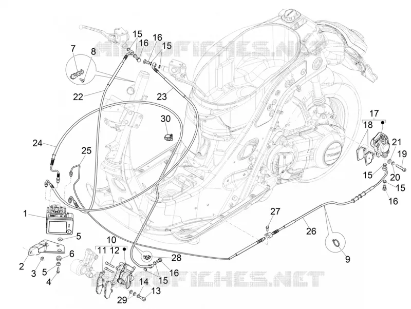 Tuyaus du freins - Etriers de frein (ABS) VESPA VESPA-SCOOTER 300 GTS 2022  GTS 300 Supertech HPE 4T/4V ie Euro 4 ABS