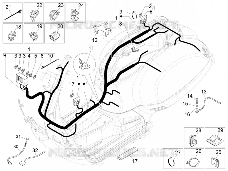 FAISCEAU ELECTRIQUE PRONCIPAL VESPA VESPA-SCOOTER 300 GTS 2018  GTS 300 Supertech HPE 4T/4V ie ABS Euro 4