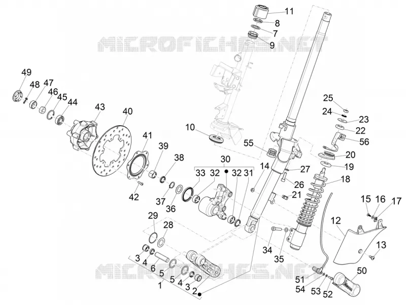 Fourche/tube direction - Ensemble butée dir. VESPA VESPA-SCOOTER 300 GTS 2019  GTS 300 Supertech HPE 4T/4V ie ABS Euro 4