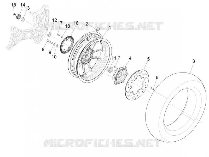 ROUE ARRIERE VESPA VESPA-SCOOTER 300 GTS 2018  GTS 300 Supertech HPE 4T/4V ie ABS Euro 4