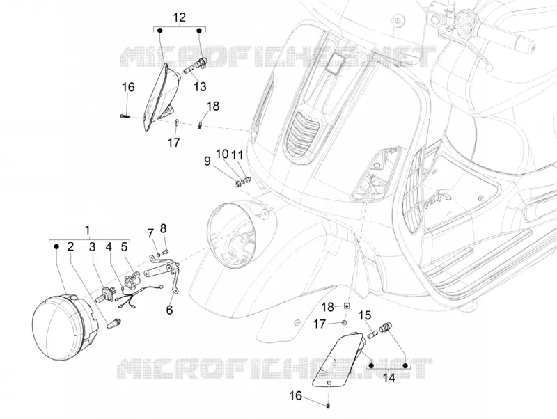 PHARE - CLIGNOTANTS AVANT VESPA VESPA-SCOOTER 300 GTV 2019  GTV 300 HPE SEI GIORNI ie Euro 4 ABS