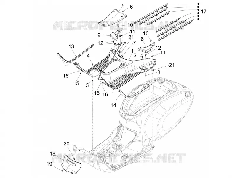 CARENAGE CENTRAL - REPOSES PIEDS VESPA VESPA-SCOOTER 50 PRIMAVERA 2019  Primavera 50 4T 3V Euro 4