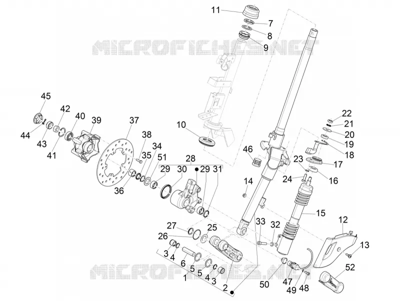 Fourche/tube direction - Ensemble butée dir. VESPA VESPA-SCOOTER 50 SPRINT 2019  Sprint 50 4T 3V Euro 4