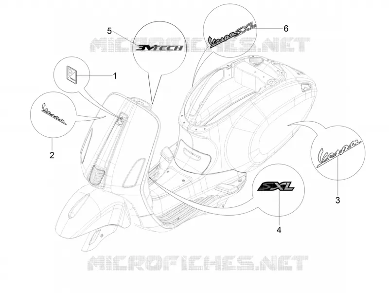 AUTOCOLLANTS - ETIQUETTES VESPA VESPA-SCOOTER 125 SXL 2018  SXL 125 4T 3V