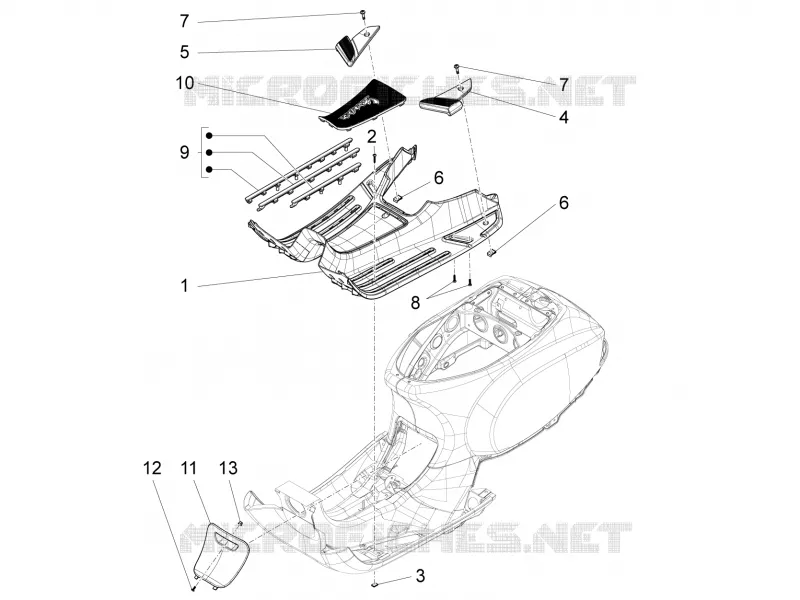 CARENAGE CENTRAL - REPOSES PIEDS VESPA VESPA-SCOOTER 125 SXL 2019  SXL 125 4T 3V