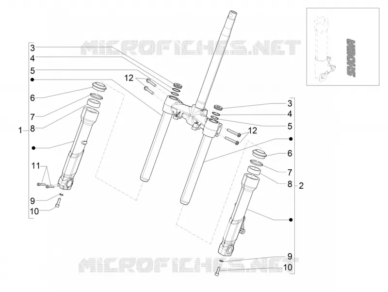Composants de la fourche (Showa) PIAGGIO PIAGGIO-SCOOTER 300 BEVERLY 2022  Beverly 300 4T/4V HPE Euro 5 ABS