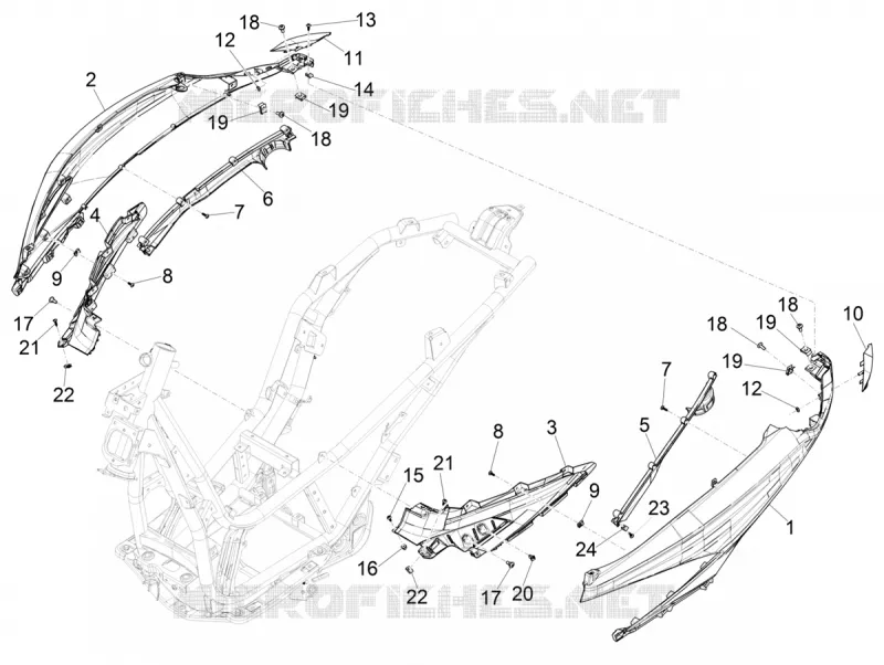 Couvertures laterales - Spoiler PIAGGIO PIAGGIO-SCOOTER 400 BEVERLY 2024  Beverly 400 4T/4V Euro 5 ABS