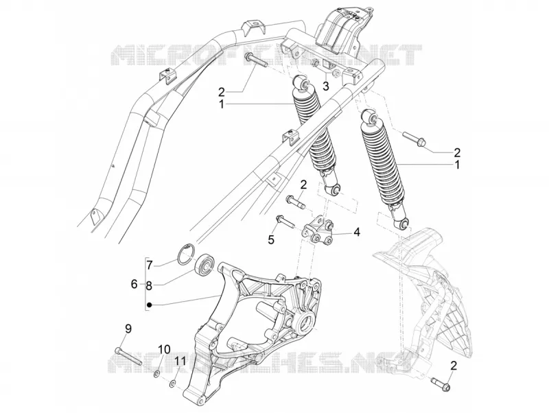 Suspension arrière - Amortisseur/s PIAGGIO PIAGGIO-SCOOTER 400 BEVERLY 2022  Beverly 400 4T/4V Euro 5 ABS