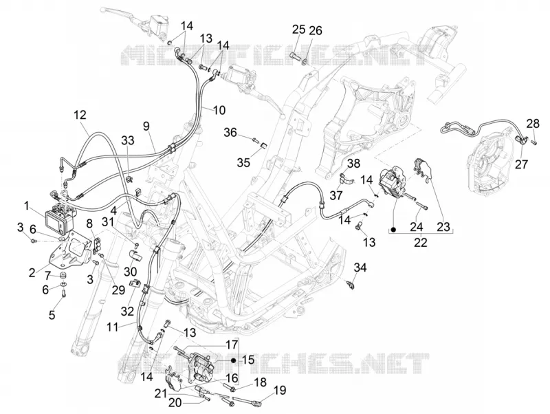 Tuyaus du freins - Etriers de frein (ABS) PIAGGIO PIAGGIO-SCOOTER 400 BEVERLY 2022  Beverly 400 4T/4V Euro 5 ABS