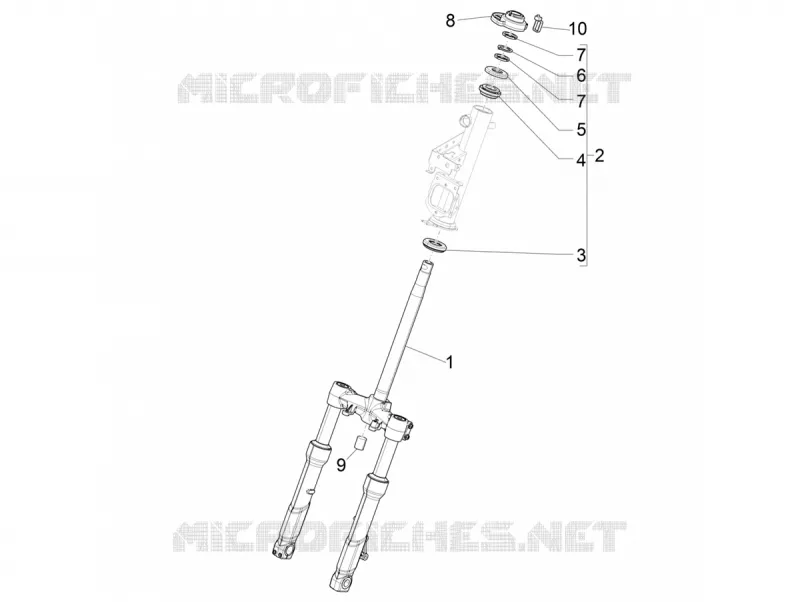Fourche/tube direction - Ensemble butée dir. PIAGGIO PIAGGIO-SCOOTER 400 BEVERLY 2023  Beverly 400 4T/4V HPE Euro 5 ABS