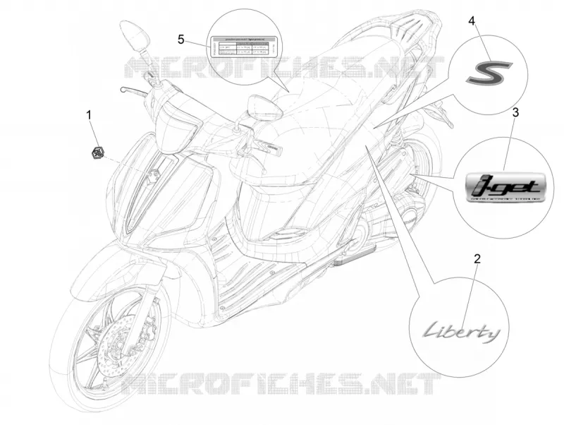 AUTOCOLLANTS - ETIQUETTES PIAGGIO PIAGGIO-SCOOTER 50 LIBERTY 2023  Liberty 50 iGet 4T 3V Euro 5