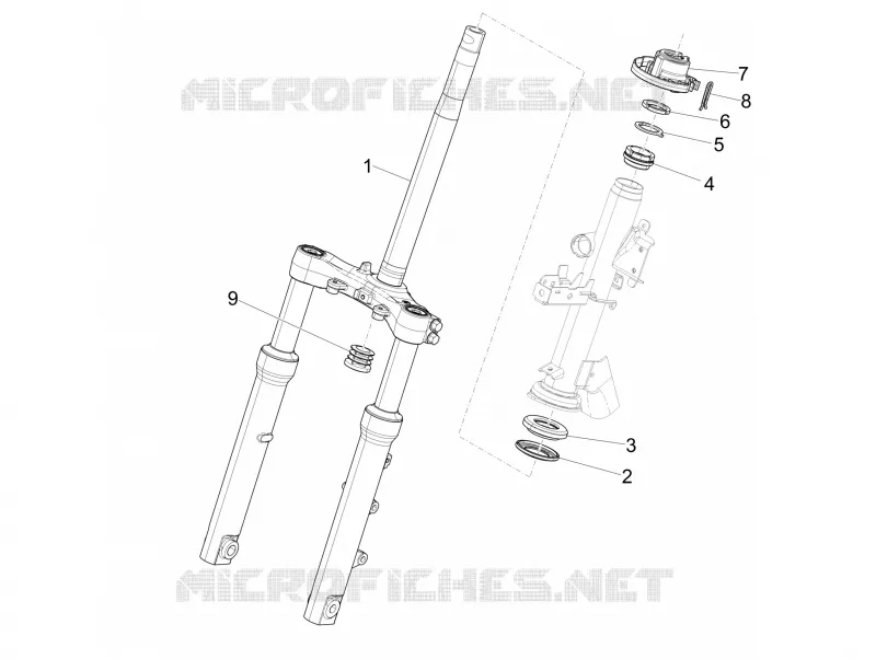 Fourche/tube direction - Ensemble butée dir. PIAGGIO PIAGGIO-SCOOTER 50 LIBERTY 2014  Liberty 4T 