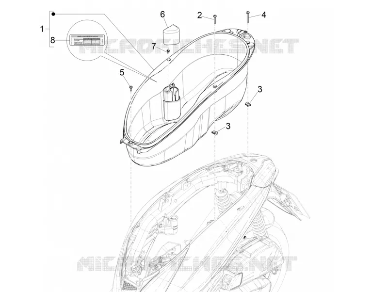 Logement casque - Dessous de selle PIAGGIO PIAGGIO-SCOOTER 125 MEDLEY 2016  Medley 4T ie ABS