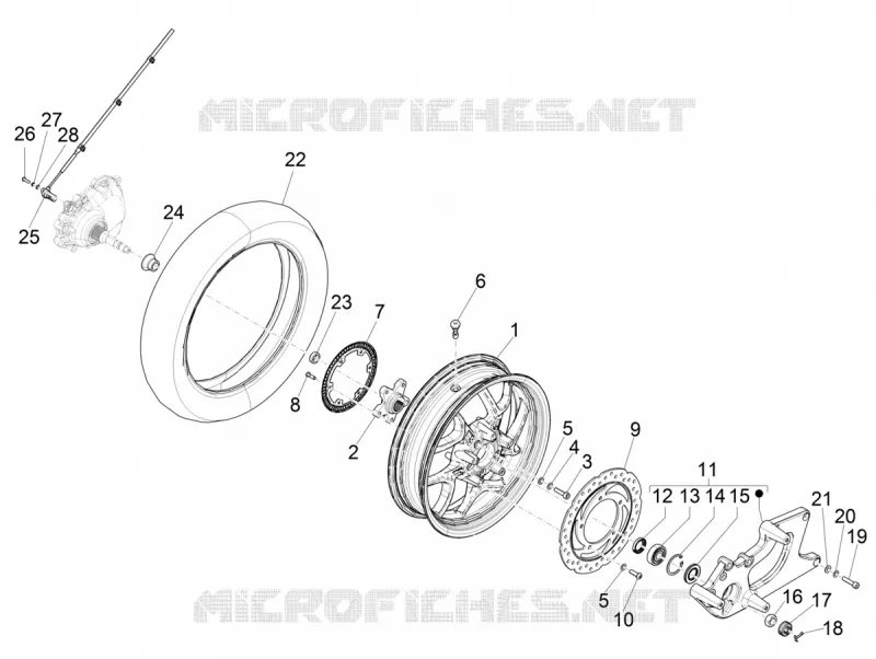 ROUE ARRIERE PIAGGIO PIAGGIO-SCOOTER 125 MEDLEY 2022  Medley 125 Euro 5 ABS