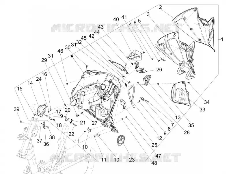 Coffre avant - Contre-tablier PIAGGIO PIAGGIO-SCOOTER 125 MEDLEY 2024  Medley 125 Euro 5 ABS