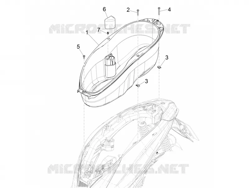 Logement casque - Dessous de selle PIAGGIO PIAGGIO-SCOOTER 125 MEDLEY 2023  Medley 125 Euro 5 ABS