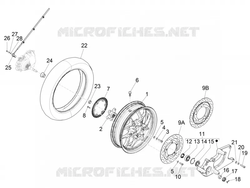 ROUE ARRIERE PIAGGIO PIAGGIO-SCOOTER 125 MEDLEY 2023  Medley 125 Euro 5 ABS
