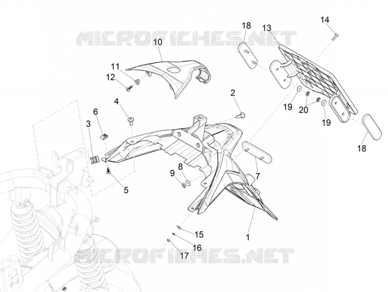 Couvercle arrière - Pare-boue PIAGGIO PIAGGIO-SCOOTER 150 MEDLEY 2020  Medley 150 4T Euro 5