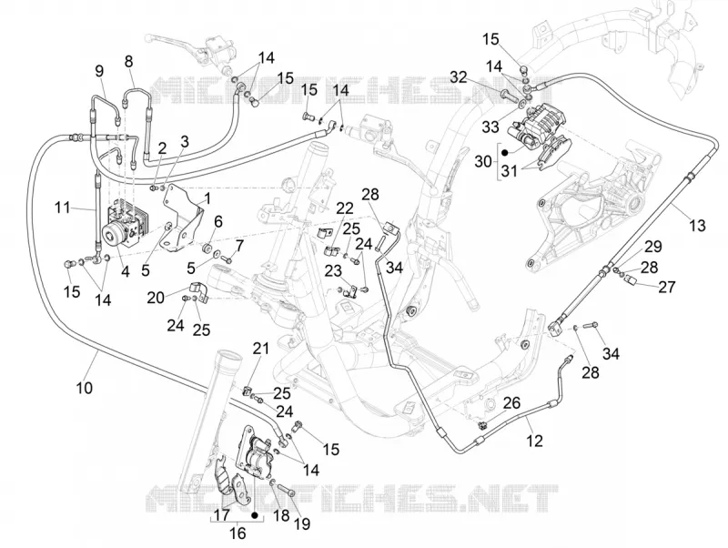 Tuyaus du freins - Etriers de frein (ABS) PIAGGIO PIAGGIO-SCOOTER 150 MEDLEY 2020  Medley 150 4T Euro 5