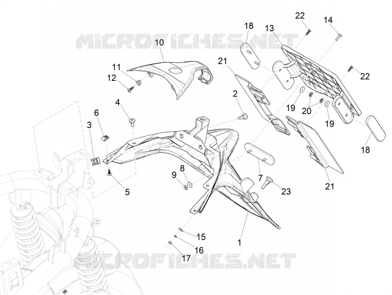 Couvercle arrière - Pare-boue PIAGGIO PIAGGIO-SCOOTER 150 MEDLEY 2016  Medley 4T ie ABS