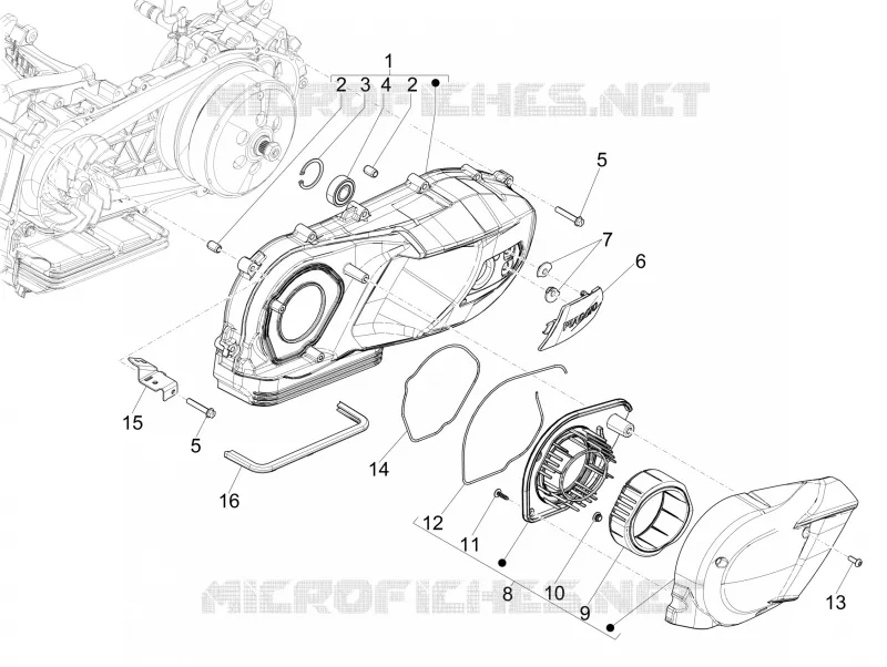 Couvercle carter - Refoidissement carter PIAGGIO PIAGGIO-SCOOTER 150 MEDLEY 2021  Medley 150 4T ie Euro 3 - Euro 4 ABS