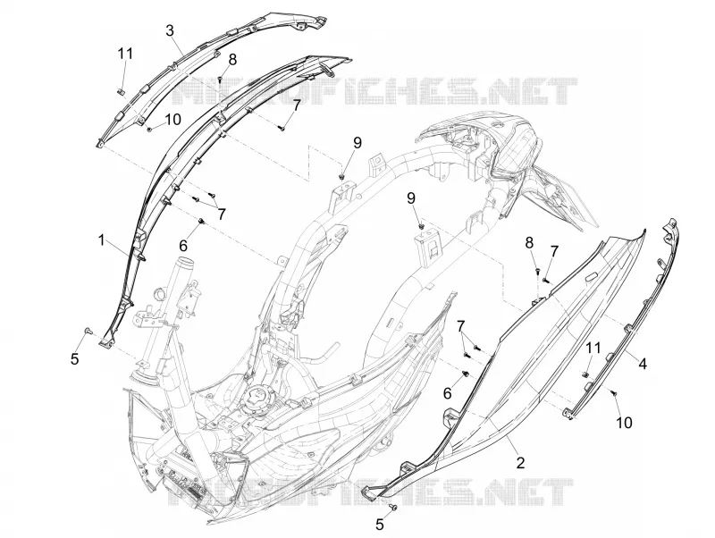 Couvertures laterales - Spoiler PIAGGIO PIAGGIO-SCOOTER 150 MEDLEY 2021  Medley 150 4T ie Euro 3 - Euro 4 ABS