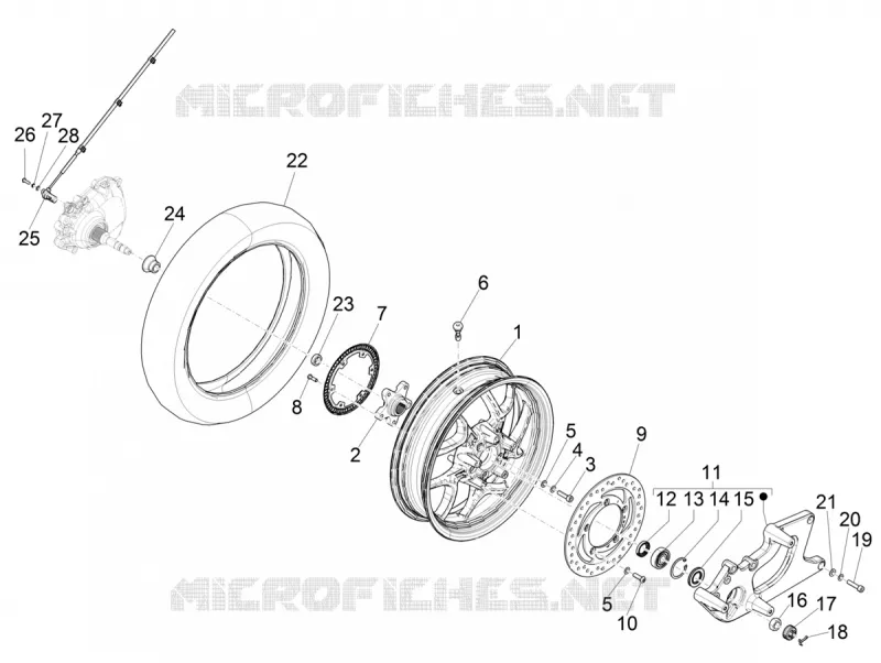 ROUE ARRIERE PIAGGIO PIAGGIO-SCOOTER 150 MEDLEY 2020  Medley 150 4T ie Euro 3 - Euro 4 ABS