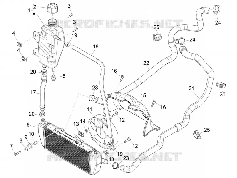 Instalation de refoidissement PIAGGIO PIAGGIO-SCOOTER 300 MP3 2020  MP3 300 HPE / 300 HPE Sport Euro 5 ABS
