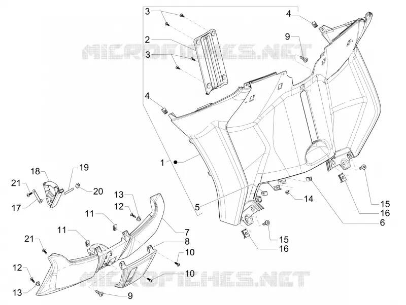 Coffre avant - Contre-tablier PIAGGIO PIAGGIO-SCOOTER 400 MP3 2020  MP3 400 Euro 5