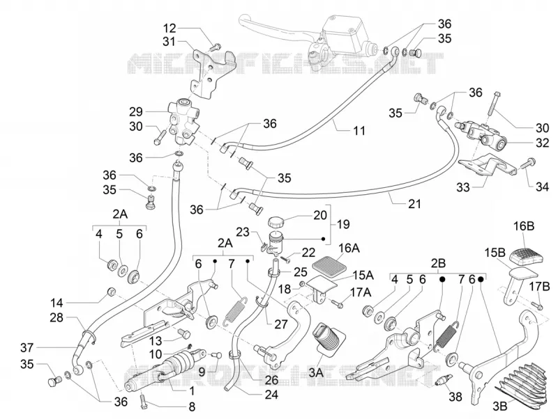 Groupe pédales - Leviers PIAGGIO PIAGGIO-SCOOTER 500 MP3 2018  MP3 500 Sport ABS E4