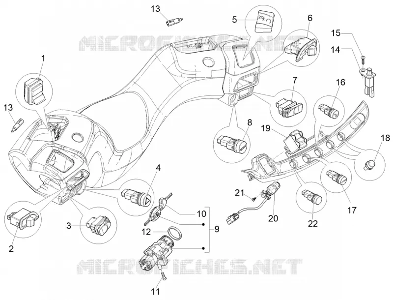 COMMODOS - INTERRUPTEURS PIAGGIO PIAGGIO-SCOOTER 500 MP3 2021  MP3 500 Sport Advanced Euro 5