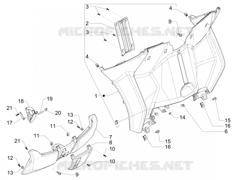 Coffre avant - Contre-tablier PIAGGIO PIAGGIO-SCOOTER 500 MP3 2021  MP3 500 Sport Advanced Euro 5
