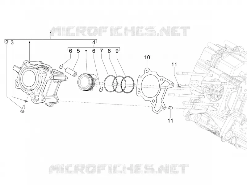 Groupe cylindre-piston-axe PIAGGIO PIAGGIO-SCOOTER 125 MYMOOVER 2021  Mymoover 125 Poste Italiane Euro 5