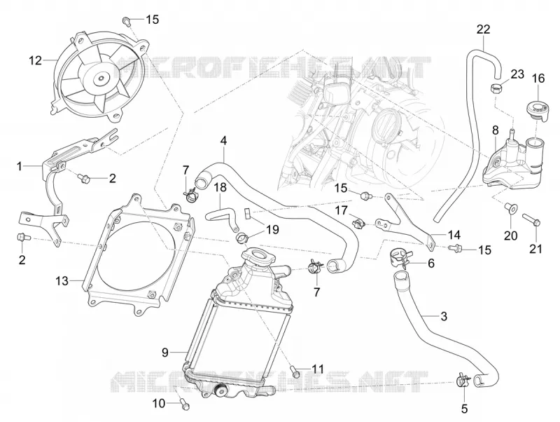 Instalation de refoidissement PIAGGIO PIAGGIO-SCOOTER 125 MYMOOVER 2021  Mymoover 125 Poste Italiane Euro 5