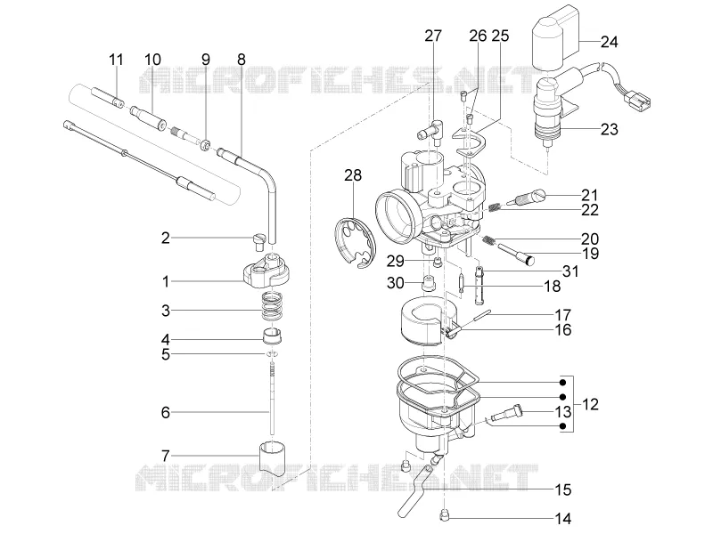 Composants de carburateur PIAGGIO PIAGGIO-SCOOTER 50 TYPHOON 2010  Typhoon 50 2T Euro 2