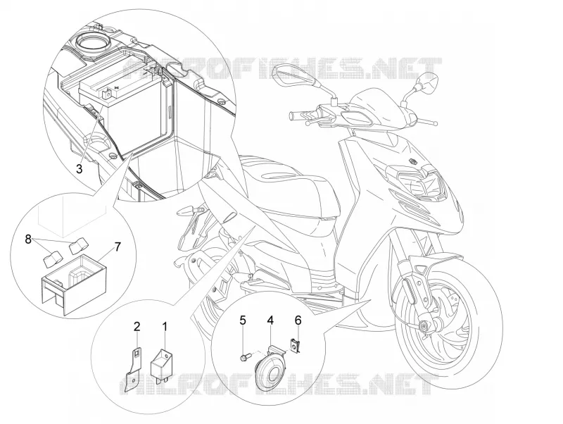 Relais - Batterie - Avertisseur sonore PIAGGIO PIAGGIO-SCOOTER 50 TYPHOON 2014  Typhoon 50 2T Euro 2