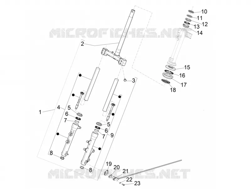 Fourche/tube direction - Ensemble butée dir. PIAGGIO PIAGGIO-SCOOTER 50 TYPHOON 2020  Typhoon 50 2T Euro 4