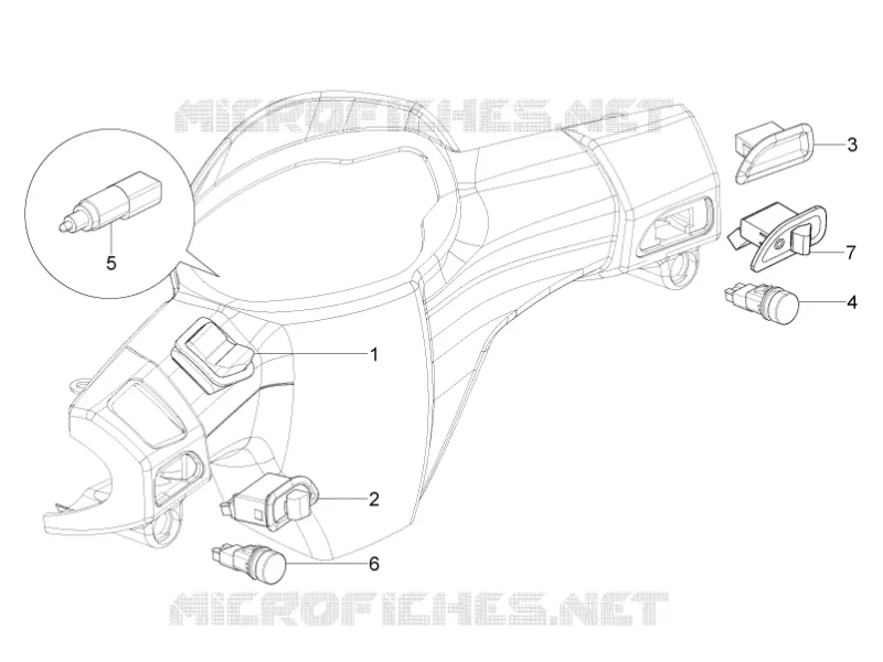 COMMODOS - INTERRUPTEURS PIAGGIO PIAGGIO-SCOOTER 100 ZIP-100 2011  ZIP 100 4T NOABS E2-E3 2011-2021 (APAC)