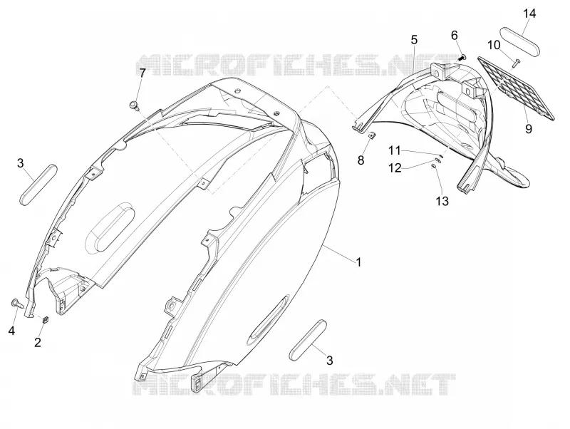 Couvercle arrière - Pare-boue PIAGGIO PIAGGIO-SCOOTER 50 ZIP 2021  Zip 50 4T 25Km/h Euro 5
