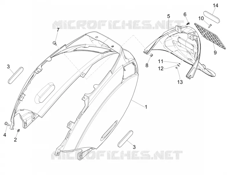 Couvercle arrière - Pare-boue PIAGGIO PIAGGIO-SCOOTER 50 ZIP 2021  Zip 50 4T Euro 5