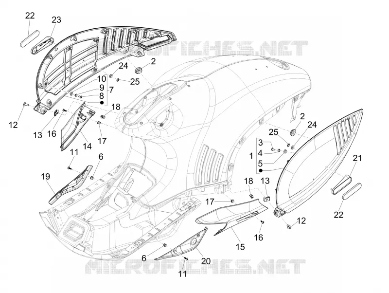 Couvertures laterales - Spoiler VESPA VESPA-SCOOTER 150 946 2021  946 150 Euro 5 ABS Christian Dior
