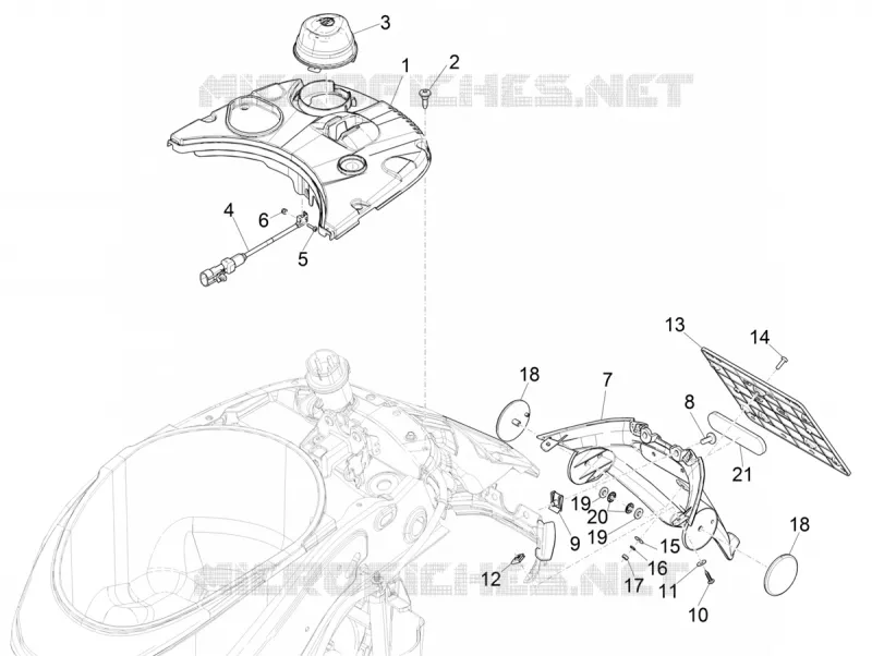 Couvercle arrière - Pare-boue VESPA VESPA-SCOOTER ELECTRIC ELETTRICA 2021  Elettrica 45 km/h Euro 5