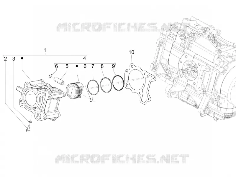 Groupe cylindre-piston-axe VESPA VESPA-SCOOTER 125 GTS 2021  GTS 125 4T Euro 5 ABS