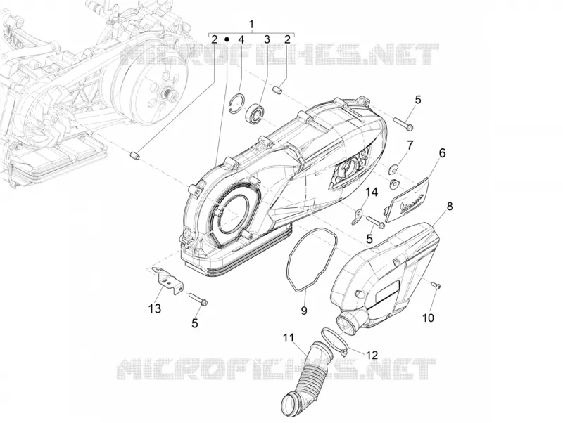 Couvercle carter - Refoidissement carter VESPA VESPA-SCOOTER 125 GTS 2021  GTS 125 Super 4T Euro 5 ABS