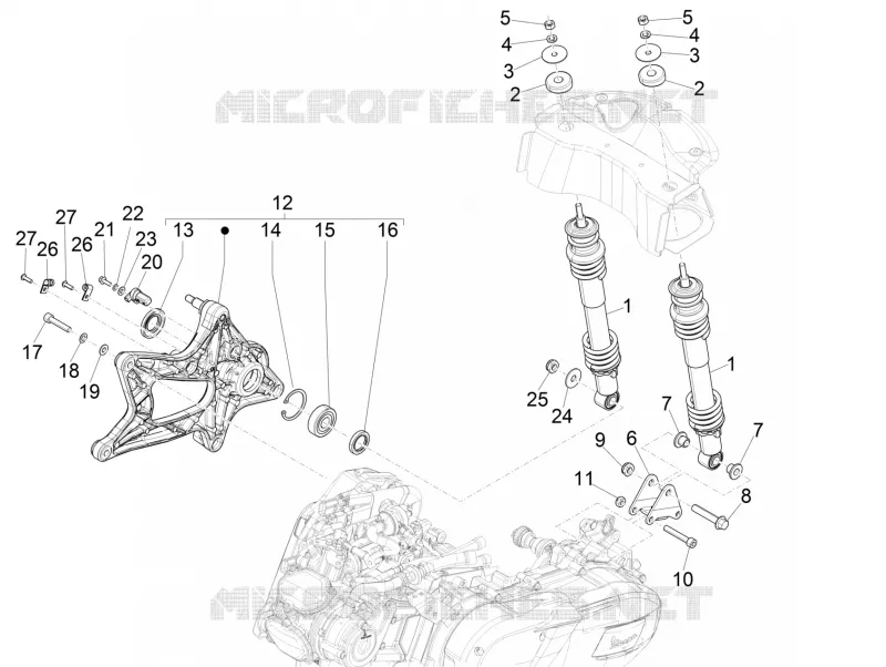 Suspension arrière - Amortisseur/s VESPA VESPA-SCOOTER 125 GTS 2021  GTS 125 Super 4T Euro 5 ABS