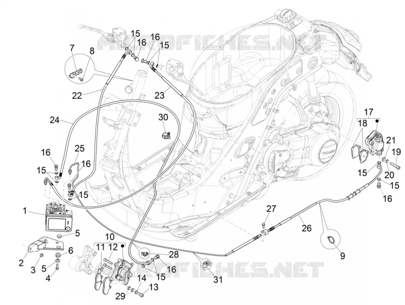 Tuyaus du freins - Etriers de frein (ABS) VESPA VESPA-SCOOTER 125 GTS 2021  GTS 125 Super 4T Euro 5 ABS