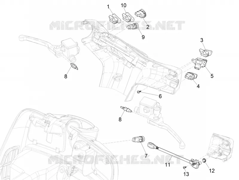 COMMODOS - INTERRUPTEURS VESPA VESPA-SCOOTER 300 GTS 2021  GTS 300 75° Anniversario Euro 3 - Euro 4