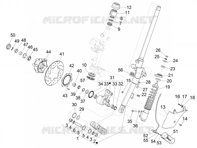 Fourche/tube direction - Ensemble butée dir. VESPA VESPA-SCOOTER 300 GTS 2021  GTS 300 75° Anniversario Euro 3 - Euro 4